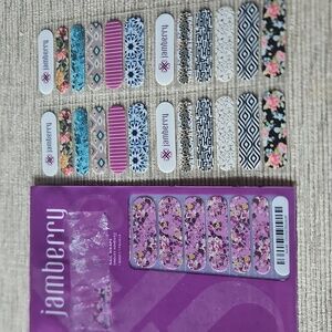 Jamberry Floral and Patterned Nail Wraps - Purple, Black, Blue